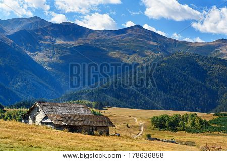 View On Mountains In Omalo Village. Georgia