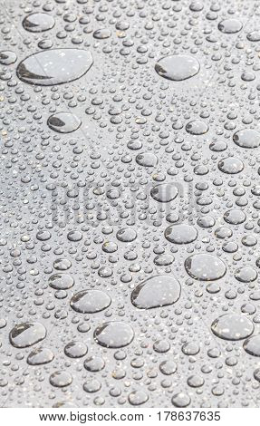 Close - up Water drops on concrete floor backhround