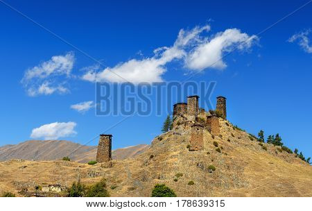 Fortress Keselo In Upper Omalo Village. Tusheti Nature Reserve. Georgia