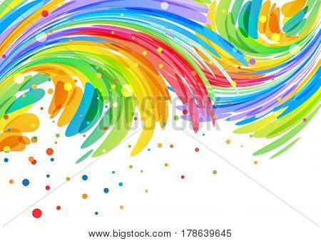 Congratulatory background with abstract curved colored elements on white