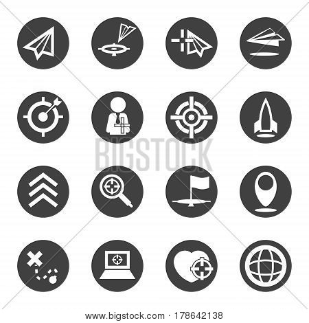 business target plane paper icon set vector