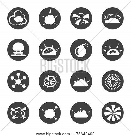 explosion bomb smoke destruction icon set vector