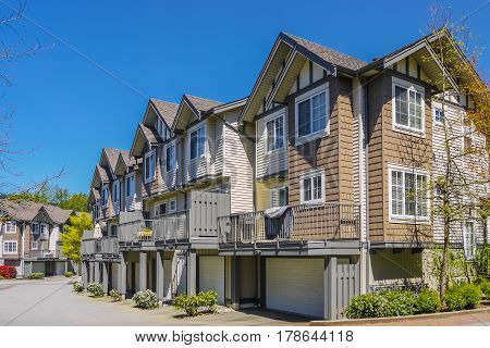 Block of new townhouses in Burnaby Canada.