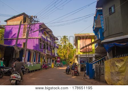 Arambol, Goa, India - March 1, 2017: Street In Arambol, North Goa, India On March 1, 2017
