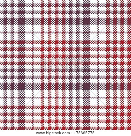 Pixel fabric texture check plaid tablecloth seamless pattern. Vector illustration.