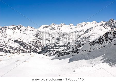 Alpine winter landscape, La Thuile in Italy