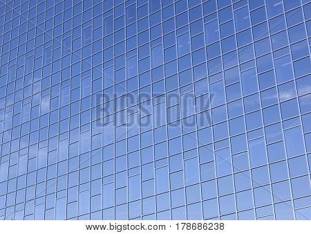 utrecht Netherlands 15march 2017: glass facade of rabobank head office in dutch town of utrecht reflects clouds and blue sky