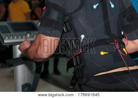 Black Fitness Jacket With Electrode: Muscular Electrostimulation