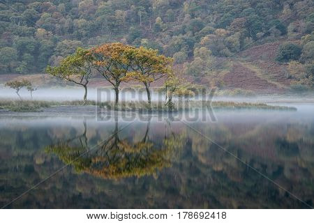 Stunning Winter Foggy Sunrise On Crummock Water In Lake District England