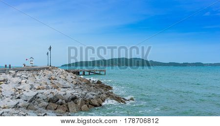 Abandoned concrete pier at Khao Laem Ya  National Park , Rayong , Thailand