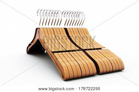 3d rendering of wooden coat hanger Clothes, Wear, Casual, Household, Housekeeping, Rack, Hook, Boutique, Cloakroom, Vestito, Appendino