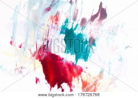 Creativity, modern art, abstractionism. Colorful abstract painting of vivid northern lights isolated on white background.