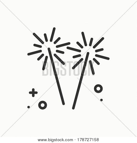 Sparkler, bengal fire icon. Party celebration birthday holidays event carnival festive. Thin line party element icon. Vector simple linear design. Illustration. Symbols. Congratulation
