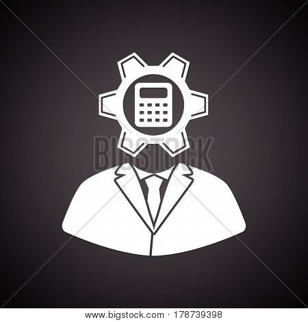 Analyst With Gear Hed And Calculator Inside Icon