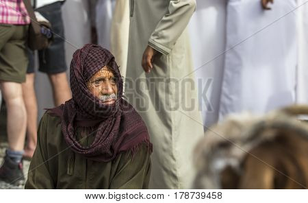 Nizwa Oma 24th March 2017: omani man in Nizwa goat market