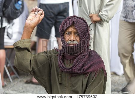 Nizwa Oma 24th March 2017: omani man in Nizwa goat market