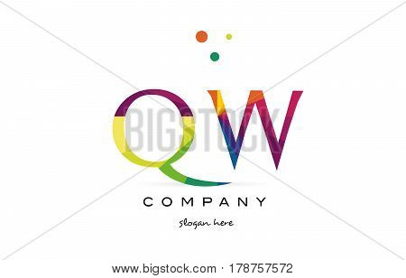 Qw Q W  Creative Rainbow Colors Alphabet Letter Logo Icon