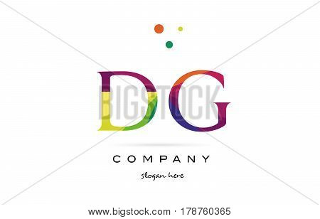 Dg D G  Creative Rainbow Colors Alphabet Letter Logo Icon