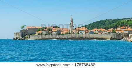 Old town of Budva Montenegro. Balkans Adriatic sea Europe