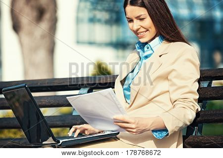 Young Businesswoman Outside