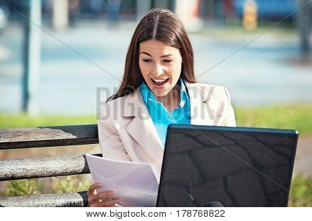 Young Businesswoman Outside