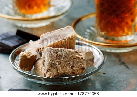 Halvah Traditional east dessertes .  selective focus
