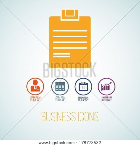 Vector Illustration Of Business Icon In The Form Of Tablet For Writing. Flat Additional Symbols For