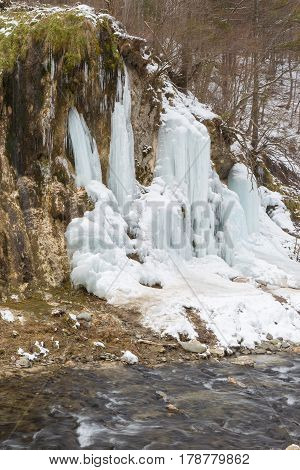 Little Beautiful Chisatoare Waterfall On On The Road To Moeciu Village In Brasov County Romania