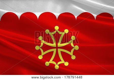 Flag of Gard is a department in southern France in the Occitanie region. 3d illustration