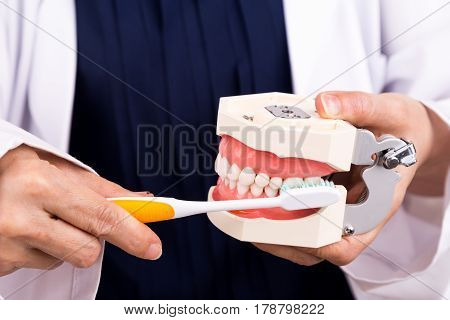 Series Of Dentist Showing Correct Method Of Brushing Teeth