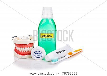 Oral Care Essential Products Tapered Toothbrush, Toothpaste, Mouthwash, Dental Floss