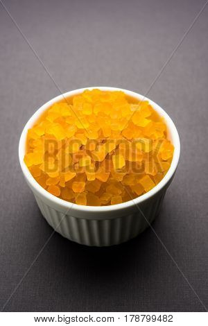 Sweet Fruit Candy Also Know As tutti-frutti, Candied Fruits served in a bowl used in masala pan in india or in cakes or sweets