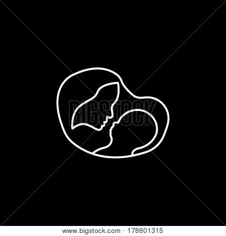 Mother with baby line icon, mother's day, mom holding a baby vector graphics, a linear pattern on a black background, eps 10.