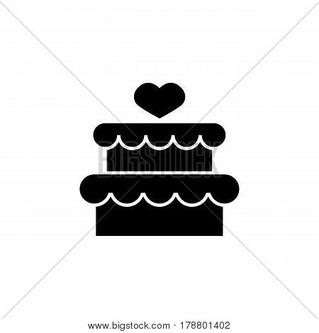 Cake with hearth solid icon, mother's day, sweet vector graphics, a filled pattern on a white background, eps 10.