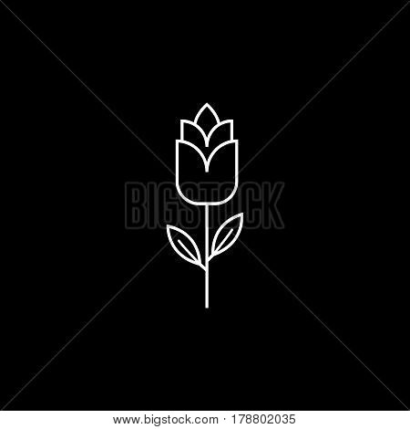 Flower line icon, plant, nature vector graphics, a linear pattern on a black background, eps 10.