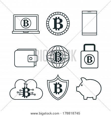 bitcoins trading flat icons vector illustration design
