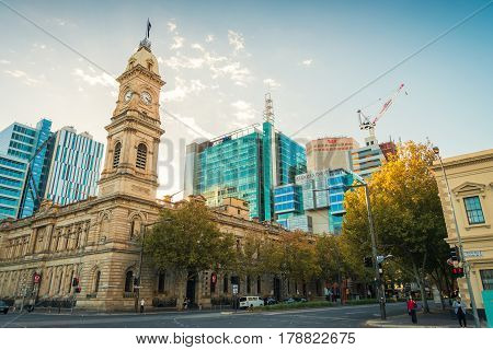 Adelaide Australia - May 1 2016: Adelaide GPO Post Shop with tower bell located at Victoria Square in CBD on a day