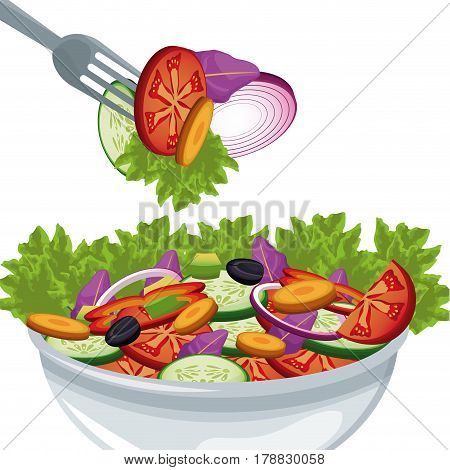 salad vegetables organic food harvest vector illustration eps 10