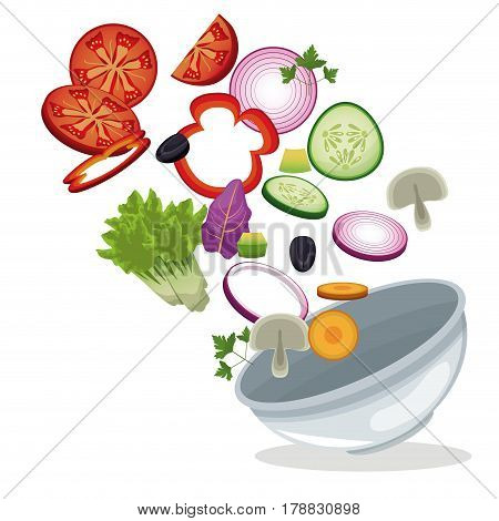 bowl salad vegetables lunch meal image vector illustration eps 10