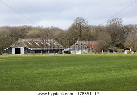 Old farm and buildings in Orvelte in the Netherlands