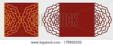 Diy Laser Cutting Vector Envelope. Laser Cut Wedding Invitation Template. Die Cut Paper Card With Or