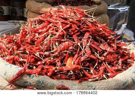 Red Chili Peppers At The Market Of Devaraja