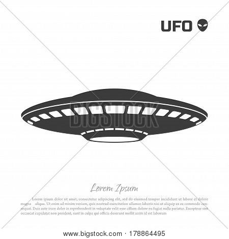 Black silhouette ofa UFO on white background. Vector illustration