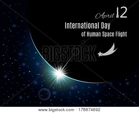 International day of human space flight banner or poster for your design. Vector illustration