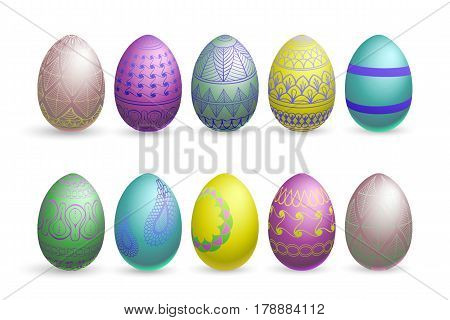 easter eggs on a white background multicolor
