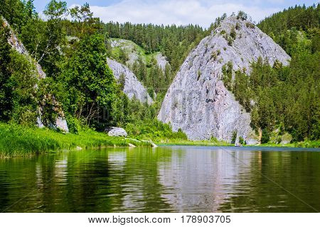 Forest green nature mountains water sky blue harmony river rafting