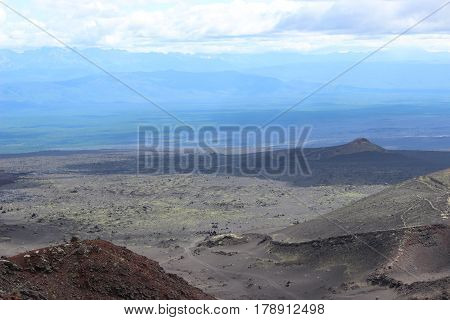 Black And Red Ash, Valley Of Hills, After Volcanic Eruption