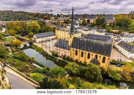 Luxembourg City, Luxembourg - October 22, 2016: Neumunster Abbey In Luxembourg City