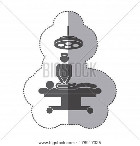 sticker monochrome pictogram patient in surgery vector illustration