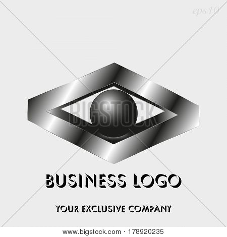Logo rhombus and sphere
Drawing business emblem style geometry metal quadrangle ball inscribed inside figure text stock vector illustration